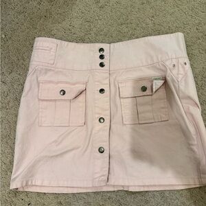 Rip Curl Light Pink Mini Skirt with Button Front